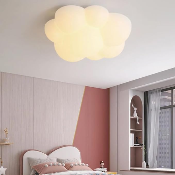 Cloud Ceiling Light for Kids Room, White LED Flush Mount Light Fixture, 80W Nursery Ceiling Lamp, 530mm Cartoon Ceiling Lighting for Bedroom, Playroom