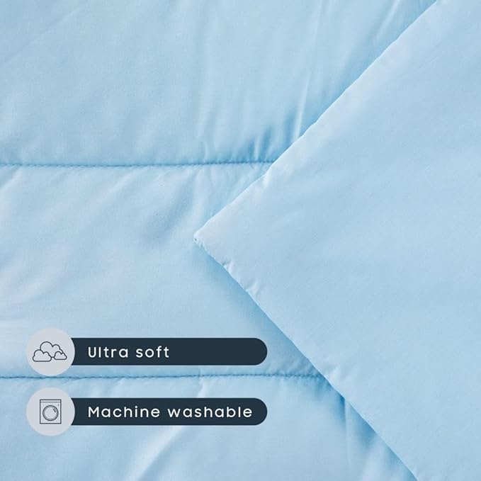 Wake In Cloud - Toddler Nap Mat with Pillow and Blanket, for Kids Boys Girls in Kindergarten Daycare Preschool Pre K, Roll Up Sleeping Bag, Solid Color, Light Blue, Standard