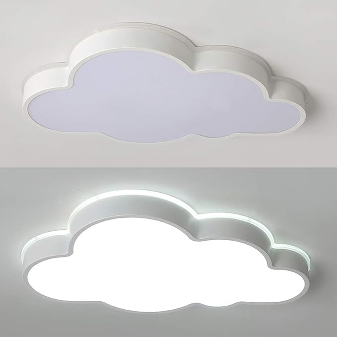 LAKIQ Modern Creative Acrylic LED Lights Cloud Shape Children Room Ceiling Light Flush Mount Ceiling Chandelier Lighting Fixture for Kids Bedroom Kindergarten Living Room(25.5'',White Light)