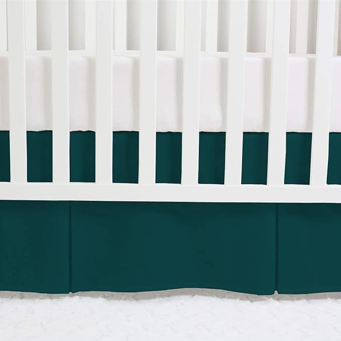 Box Pleated Crib Bed Skirt Premium 100% Cotton 800 Thread Count Nursery Crib Toddler Bedding Crib Bedskirt for Baby Boys or Baby Girls, (28" x 52") + 16" Drop Lenght - Teal Solid