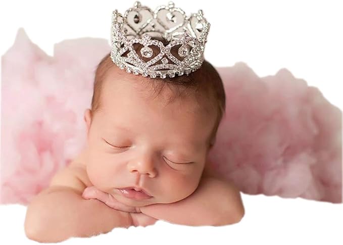 Infant Baby Girl Boy Crown Photo Shoots Headband for Newborn Crystal Princess Party Headwear Photography Props