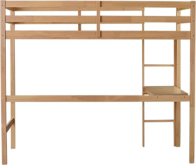 Bellemave Twin Loft Bed with Desk,Loft Bed for Kids, Boys, Girls,Wooden Loft Be Frame with Desk and Ladder, Natural