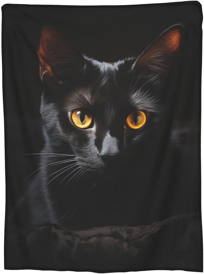 Cute Black Cat Blanket Gifts for Pet Lovers Girls Animal Kitten Flannel Throw Blankets for Home Couch Bed Sofa Soft Cozy Lightweight Halloween Decor Adults All Season 50x40 Inches