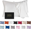 Mulberry Silk Pillowcase for Hair and Skin,King Size Cooling Silk Pillow Case with Hidden Zipper,Allergen Proof Dual Sides Soft Breathable Smooth Silk Pillow Cover for Women(King,White)