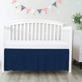 100% Egyptian Cotton, Nursery Crib Toddler (28" x 52" + 16") 800 Thread Count Crib Skirt Dust Ruffle, Bedding Skirts for Baby Boys or Girls, 16" Drop, Navy Blue Solid