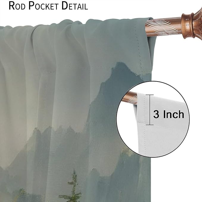Landscape Theme Waterfall Blackout Curtains, Waterfall Mountains Jungle Printed Natural Scenery Window Drapes, for Bedroom Living Room 55" W X 63" L