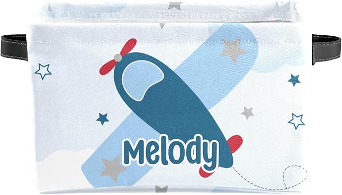 Deven Star Airplane Personalized Large Storage Baskets for Organizing Shelves with Handle,Closet Decorative Storage Bins for Bathroom,Nursery,Home