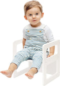 FUNLIO Height Adjustable Montessori Weaning Chair for Age 1-3, Quality Solid Wooden Chair, for Eating/Reading/Playing,Montessori Furniture with CPC Certified - White