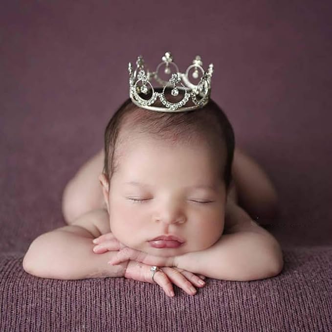 Infant Baby Girl Boy Crown Photo Shoots Headband for Newborn Crystal Princess Party Headwear Photography Props