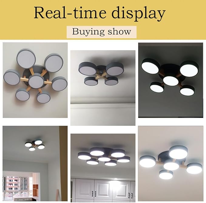 LED Flush Mount Ceiling Light Fixture with 3000K/4000K/6000K Temperatures Selectable,21Inch 33W Chandelier Modern Wood Ceiling Lamp for Bedroom Kitchen, 3-Lights Indoor Lighting White Pendant Light