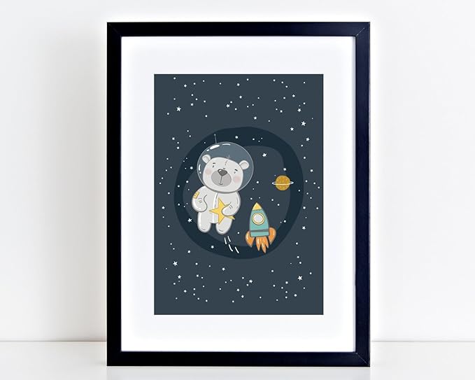 VUVUKU Space Nursery Wall Art Themed Decor Baby Kids Room Prints