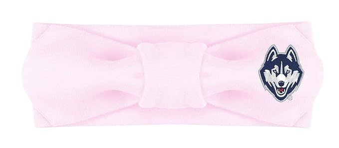 Creative Knitwear Connecticut Huskies Infant Girls Pink Solid Hair Knot Headband Embroidered Logo - Size Newborn - 4T