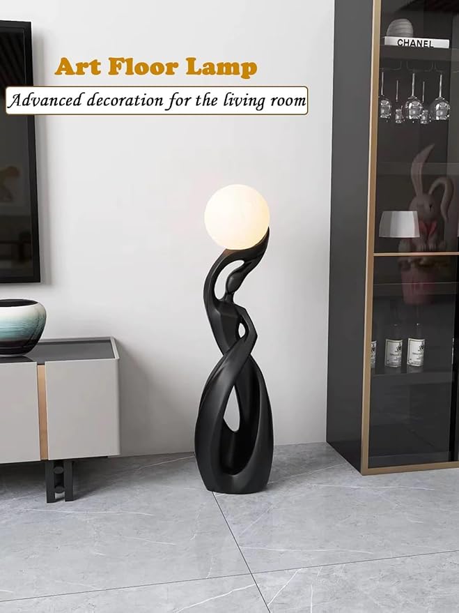 Bofea-Modern Minimalist Floor Lamp, Black for Living Room, Creative Nordic Bedside Bedroom with 3D Moon Tall Lights, Art Decoration for Girls Room, Dresser, Office
