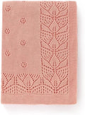 LAWKUL Blanket Baby Cellular 100% Cotton Knitted Soft Knit Crochet Blankets for Newborn Boy Girls Toddler Pink 100x80cm