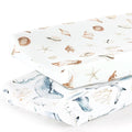 GRSSDER Stretch Ultra Soft Jersey Knit Changing Pad Cover Set 2 Pack,Change Table Pad Covers Fit 32"/34" x 16" Pads Safe and Snug,Stylish Cute Whale Sea Worl for Baby