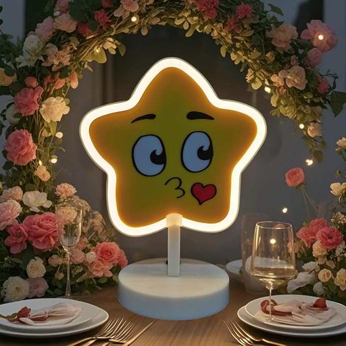 Warm White Star Light Up Sign USB/Battery, with Switch Button Control Children's Learning Light Star Neon Night Light Boys' Galaxy Bedroom Decoration Astronaut Gift for Boys
