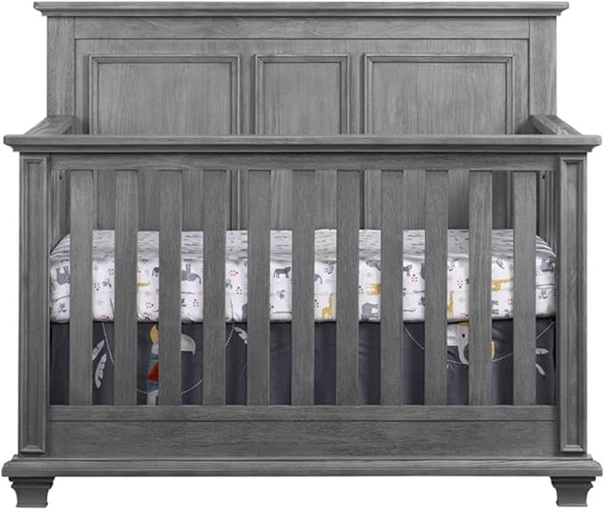 Pemberly Row Modern Wood 4 in 1 Convertible Crib in Graphite Gray