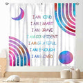 Rainbow Curtains for Girls Bedroom, Boho Rianbow Quotes Inspirational Motivational Positive Colorful Galaxy Pink Purple Window Drapery for Baby Kids Living Room Nursery Classroom, 42"x45" Inch