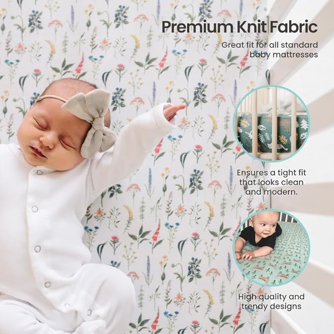 Copper Pearl Premium Knit Baby Crib Sheets for Standard Mattresses, Breathable and Soft, Trout