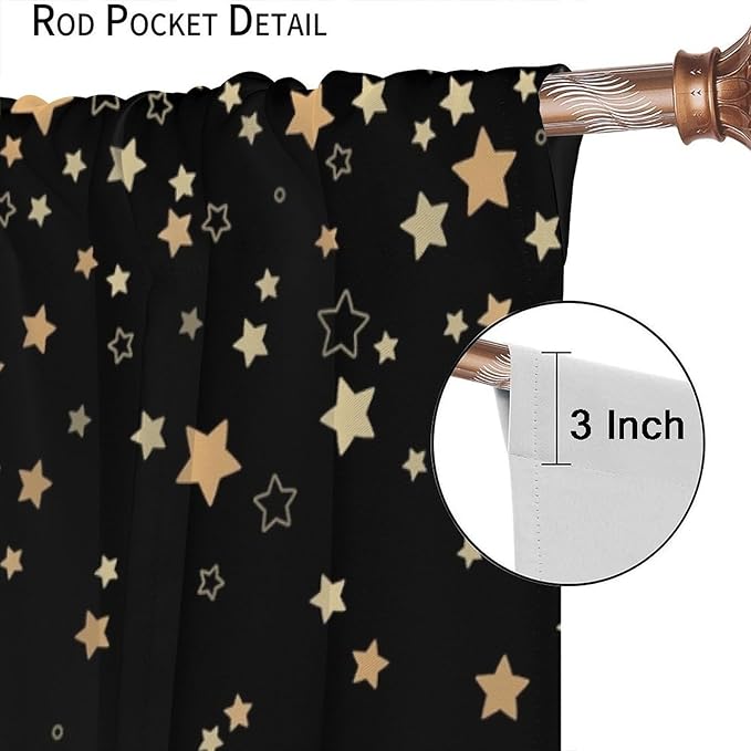 Star Celestial Blackout Curtain, Space Funny Fantasy Galaxy Starry Night Window Curtain for Kids Bedroom Nursery Toddler Room 42" W X 45" L