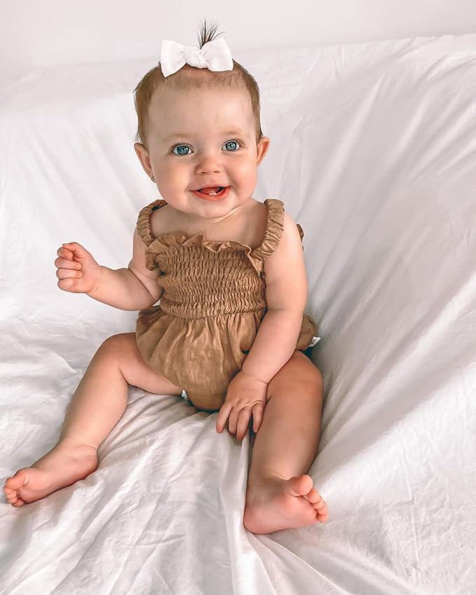 Newborn Baby Girl Bodysuit Sleeveless Halter Frill Romper One-piece Jumpsuit with Headband Summer Clothes Set
