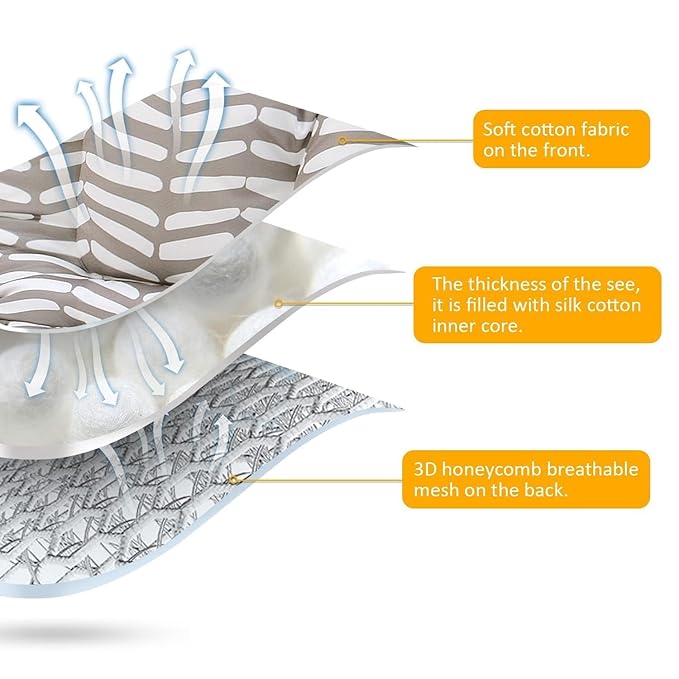 Baby Stroller Seat Liner Toddler Seat Stroller Cushion Pad Soft and Breathable 3D Air Mesh Cooling Pram Pushchair Seat Liners Universal for Infant （Gray White Geometry）
