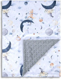 Baby Blankets for Unisex Boys Girls, Super Soft Nursery Minky Blankets, 30 x 40 inch Outer Space Printed Bed Throws Newborn (Planet Fox)