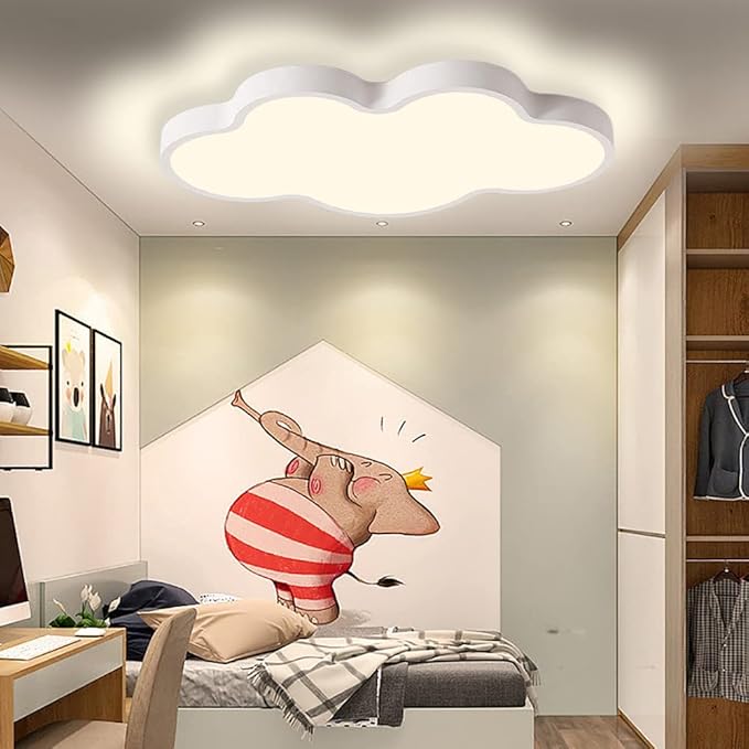 LED Ceiling Light Fixture,19 Inch Modern Cloud Shape Recessed Ceiling Lights, Dimmable Light,White 29W Close to Ceiling Lighting Flush Mount Living Room Bedroom,3000K-6000K