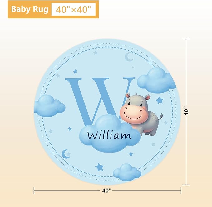 Custom Crib Bedding Set, 5 Pcs Personalized Name Baby Crib Sets for Newborns Infants Toddlers, Blue Hippo Nursery Bedding Set for Boys Girls, Double Layer Baby Bedding Sets Customized Gifts
