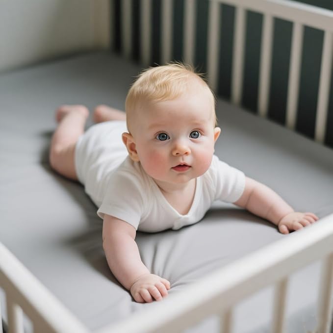 American Baby Company 2 Pack Fitted Crib Sheets 28" x 52", 100% Polyester Ultra Soft Microfiber, White/Gray, for Boys and Girls, Fits Crib and Toddler Bed Mattresses