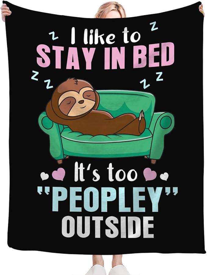 Funny Sloth Throw Blanket Sloth Gifts for Girls Boys Women Men Kids Adults Soft Flannel Fleece Blanket for Couch Sofa Bed Home Decor 50"x60"