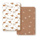 Stretchy Ultra Soft Jersey Knit Fitted Pack n Play Sheets Set 2 Pack, Portable/Mini Crib Sheets for Boys and Girls, Universal Snug Fitted for Pack N Plays, Stylish Playard Sheets of Sunny Bear Print