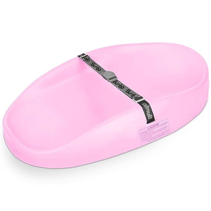 Bumbo Baby Changing Pads for Dresser or Table Top, Portable & Wipeable Non Slip Soft Contoured Diaper Change Station with Harness, Cradle Pink