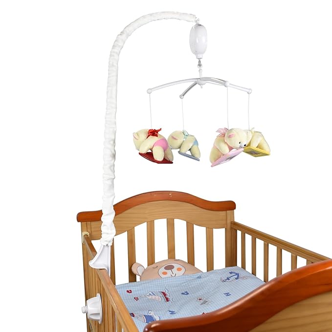 Baby Crib Mobile for Girls & Boys- Baby Mobile for Crib with 12 Lullabies, Hanging Plush Bear Toys & Nursery Decor, Crib Toys Hanging for Newborns