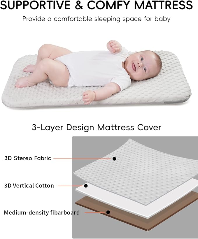 Baby Bassinet - Bassinet Bedside Sleeper,3-in-1 Bedside Bassinets for Baby,Rocking Bassinet with Comfy Mattress,Wheels,Breathable Mesh& Storage,6 Height Adjustable Crib,ASTM Certified(Grey)