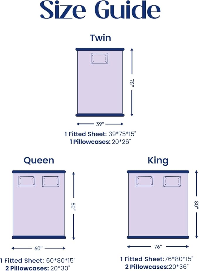 Dream Valley® Twin Sheets Set, Cooling Fitted Sheet with 1 Pillowcase-2 PCS with No Flat Sheet,Q-Max > 0.4 Aerocool, Cooling for Night Sweats, Hot Sleepers,deep Pocket up to 15",Lavender Fog