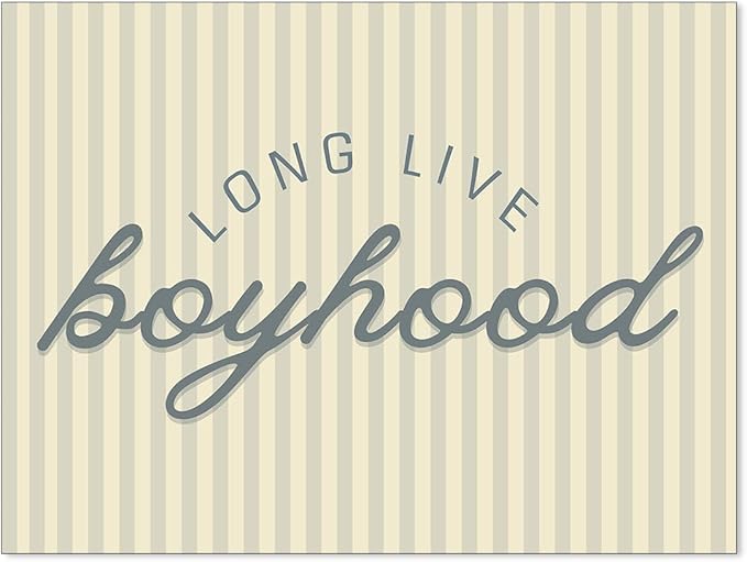 YYS Long Live Boyhood Quote Wall Art Preppy Blue Stripe Poster Modern Fashion Minimalist Canvas Prints for Boy Nursery Bedroom Wall Decor 08x10 inch Unframed