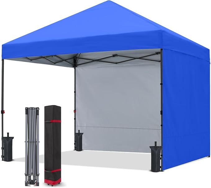 COOSHADE Pop Up Canopy Tent 8x8 with 2 Sidewalls, Outdoor Shade Instant Canopy Tents(Royal Blue)