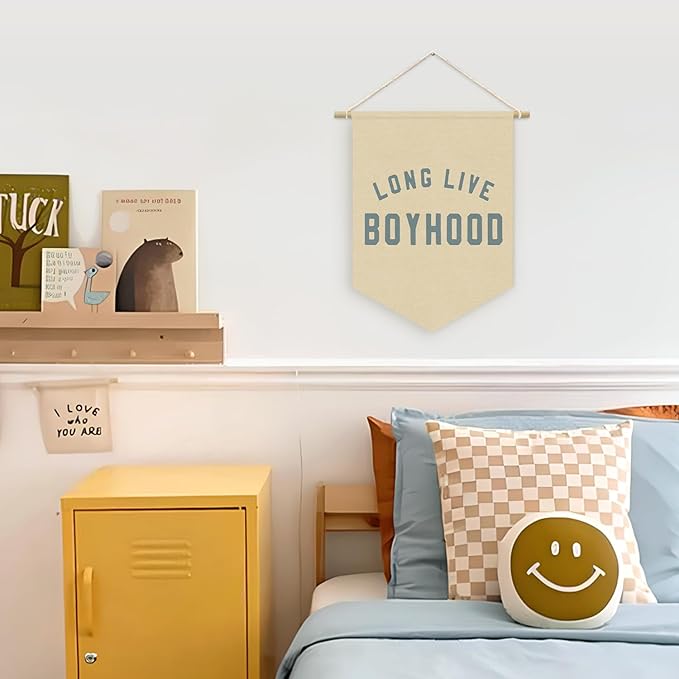 Long Live BoyHood Banner, Boy Nursery Decor, Boys Room Wall Hanging Pennant Flag Banner Decor for Nursery Classroom Playroom Kids Room, Playroom Essentials