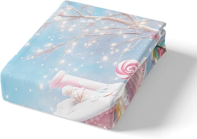 Manfei Christmas Kids Duvet Cover Set King Size, Cute Xmas Cabin Trees Bedding Set for Boys Girls Room Decor, New Year Theme Comforter Cover, Lightweight Bedspread Cover, 2 Pillowcases, No Comforter