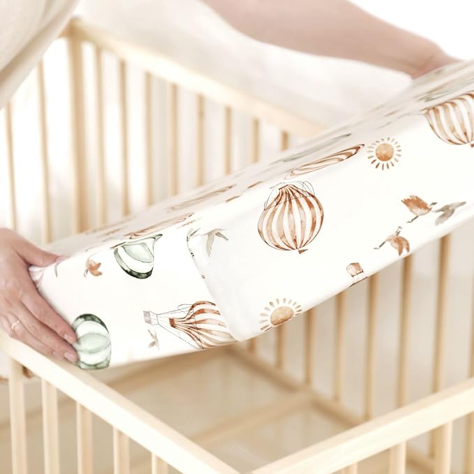 Stretch Ultra Soft Jersey Knit Fitted Crib Sheets Set 2 Pack，Fit All Standard Crib Mattress Pads Safe and Snug, Crib Fitted Sheet for Boys and Girls, Stylish Cars Print Kids Sheets for Boys