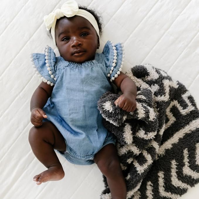 SARANONI Luxury Baby Blanket | Ultra Soft Double Layer Plush Security Blanket for Babies | Mudcloth - 20” x 15”