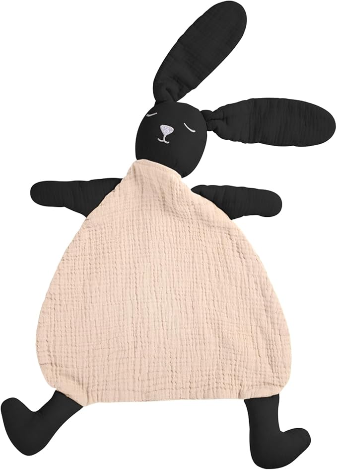 lulumoon Baby Security Blanket Bunny: Snuggle Muslin Lovey for Travel & Daycare - Self-Soothe Lovie for Newborn Gift