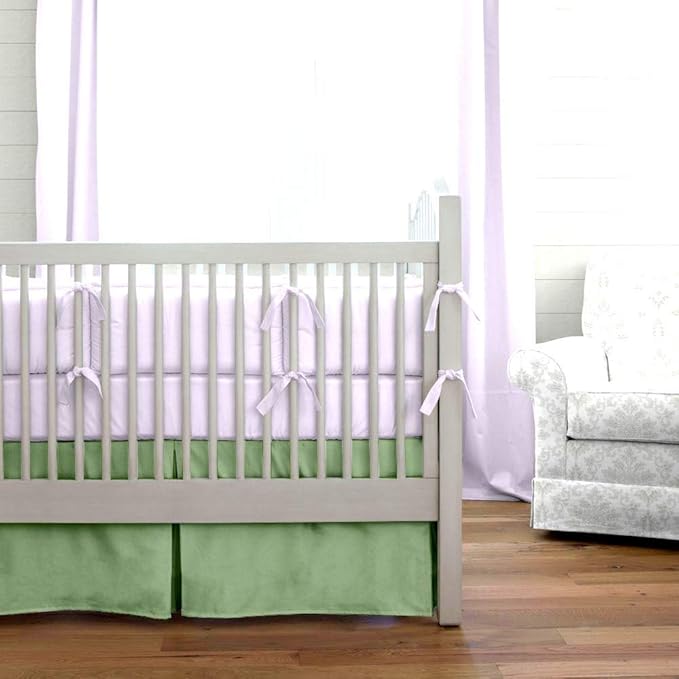 Cottington Lane Crib Bed Skirt Pleated Crib Skirt Dust Ruffle, 100% Natural Cotton, Nursery Crib Toddler Bedding Skirts for Baby Boys or Girls, 14" Soft Crib Dust Ruffle Drop Crib Skirt-Sage