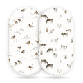 GRSSDER Stretchy Ultra Soft Bassinet Mattress Sheets 2 Pack, Universal Fitted for Baby Cradle Moses Basket Oval Rectangle Standard Pad Safe and Snug, Cute Animal Print Bassinet Sheet for Boys
