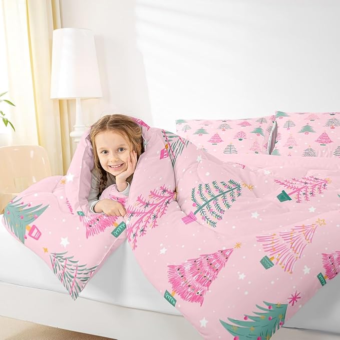 Feelyou Xmas Comforter Set Full Size Christmas Tree Bedding Set for Kids Boys Girls Christmas Decor Duvet Quilt New Year Gift Bedroom Decor Microfiber 3 Pcs with 2 Pillow Cases