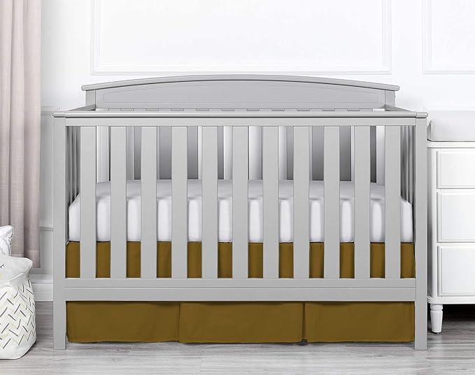 Box Pleated Crib Bed Skirt Premium 100% Cotton 800 Thread Count Nursery Crib Toddler Bedding Crib Bedskirt for Baby Boys or Baby Girls, (28" x 52") + 16" Drop Lenght - Taupe Solid