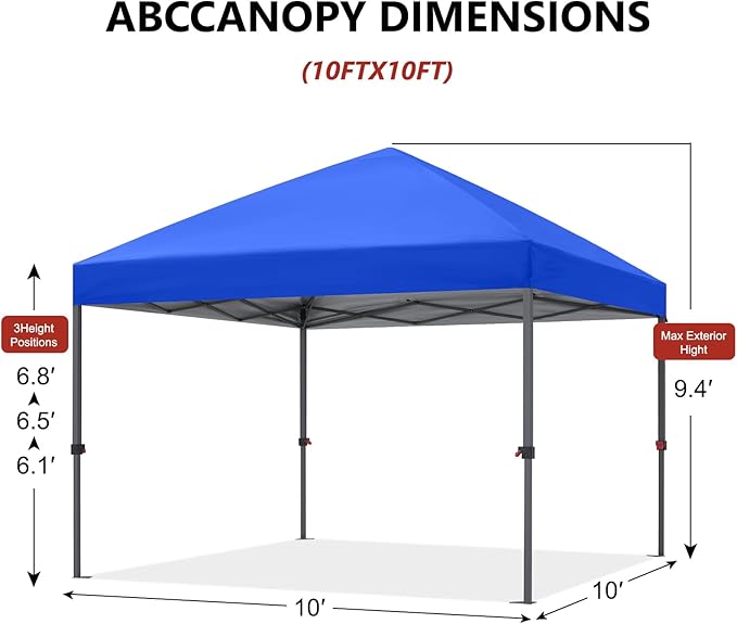 ABCCANOPY Pop Up Canopy - Outdoor Patio Portable Canopy Tent Heavy Duty for Backyard and Deck with 4 Sandbags(Royal Blue, 10x10)