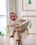 Generic Handmde Macrame Swing Boho Baby Outdoor High Back Baby Gift Nursery Decor with Beautiful Tassel ( 10 Day in Delivery )
