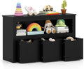 Costzon Toy Storage Cabinet, Toy Chest w/ 3 Removable Drawers, Wheels & Spacious Tabletop, Toddler Storage Organizer for Kids Room, Playroom & Nursery (Black, 13" D x 40" W x 24.5" H (3 Drawers))